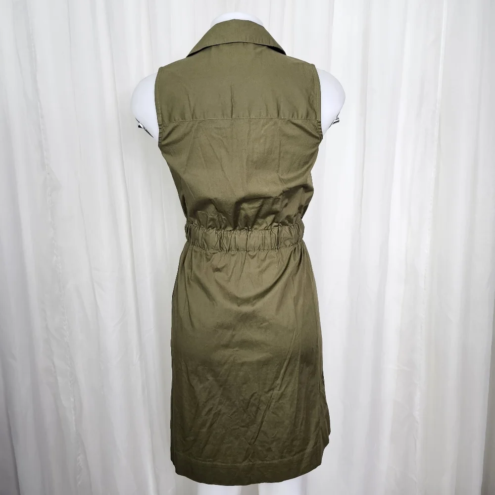 Marled Reunited Clothing Olive Green Belted Sleeveless Cargo Safari Dress XS - Picture 5 of 8